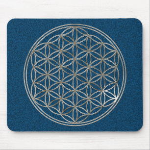 Blume des Lebens / Flower Of Life   silver blue Mousepad