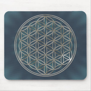Blume des Lebens / Flower Of Life   silver radial Mousepad