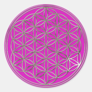 Blume des Lebens / Flower Of Life silver violet Runder Aufkleber