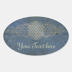 Blume des Lebens / Flower of Life - vintage X Ovaler Aufkleber