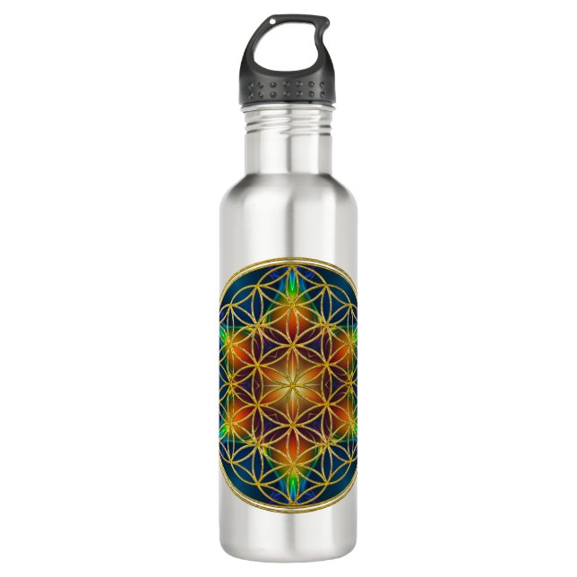 BLUME DES LEBENS - Fraktal Blossom 1 Edelstahlflasche (Vorderseite)