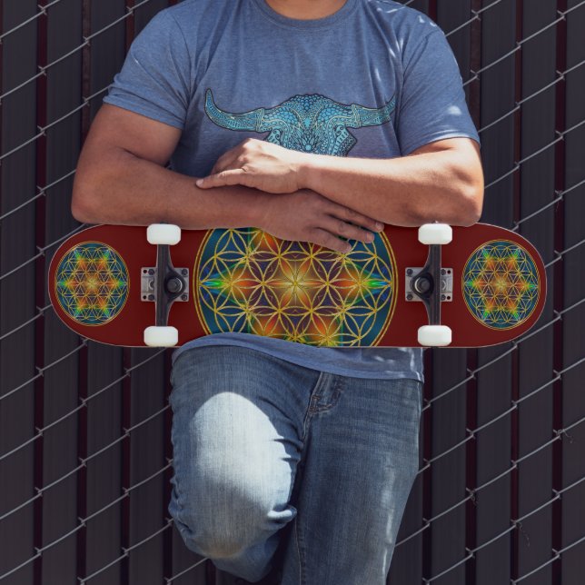 BLUME DES LEBENS - Fraktal Blossom 1 Skateboard (Außenbereich 3)