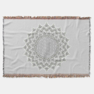 Blume des Lebens - Fraktal Mandala grau Decke