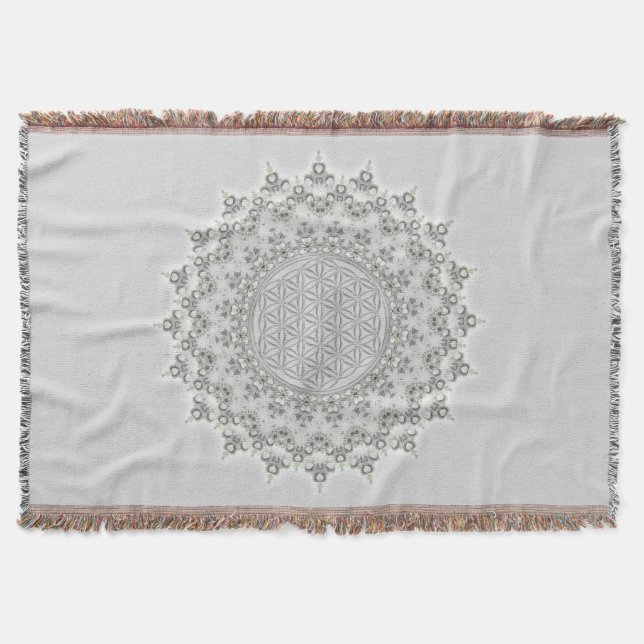 Blume des Lebens - Fraktal Mandala grau Decke (Vorderseite)
