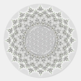 Blume des Lebens - Fraktal Mandala grau Runder Aufkleber
