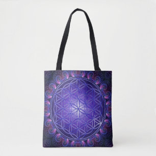 Blume des Lebens - Fraktal Mandala Quadrat I Tasche