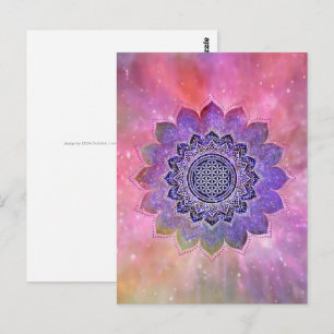 Blume des Lebens - Galaxie im Vintagen Stil 1 Postkarte