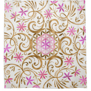 Blume des Lebens - geblüht Mandala Duschvorhang