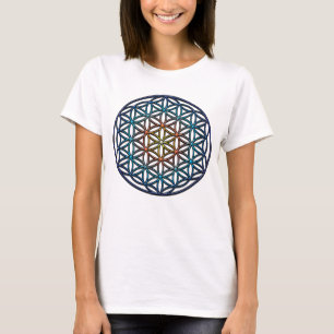 Blume des Lebens (gelb-orangee blaue Steigung) T-Shirt