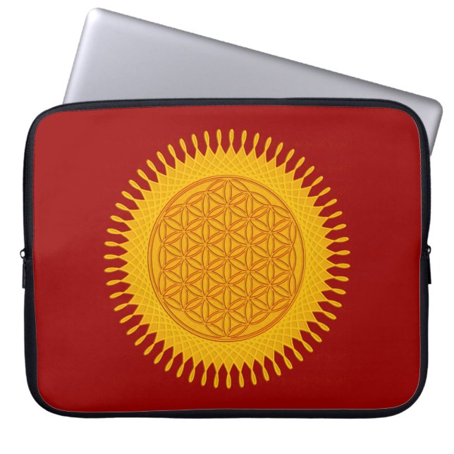 Blume des Lebens - gelb sonnig Laptopschutzhülle (Vorderseite)