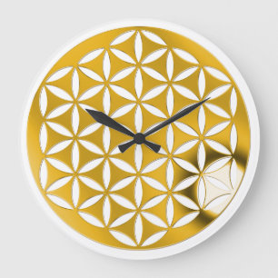 BLUME DES LEBENS - gelockt - Gold / Blume des Lebe Große Wanduhr