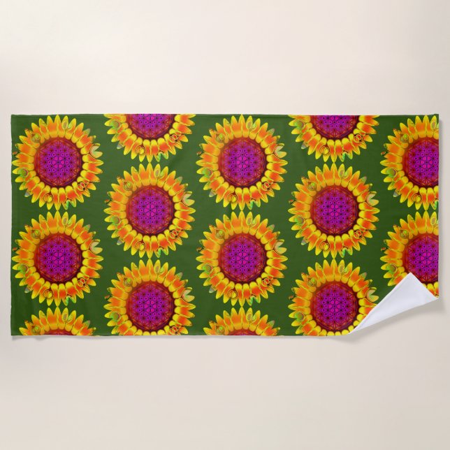 Blume des Lebens - geometrisches Blossom 4 Strandtuch (Vorderseite)