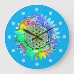 Blume des Lebens - geometrisches Blossom 5 Große Wanduhr