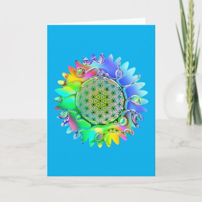Blume des Lebens - geometrisches Blossom 5 Karte (Vorderseite)