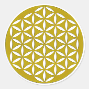 Blume des Lebens - gestanztes Gold + Ihre Ideen Runder Aufkleber