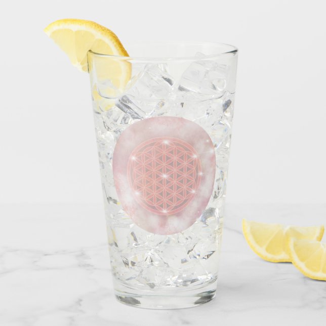 Blume des Lebens Glas (Vorderseite Ice)