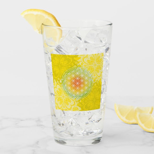 Blume des Lebens Glas (Vorderseite Ice)