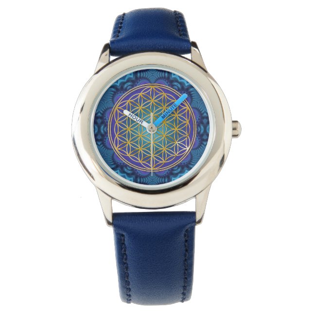 Blume des Lebens - Gold - Fraktal 1 Armbanduhr (Vorderseite)