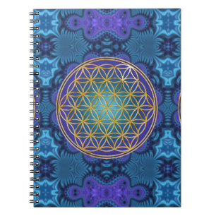 Blume des Lebens - Gold - Fraktal 1 Notizblock