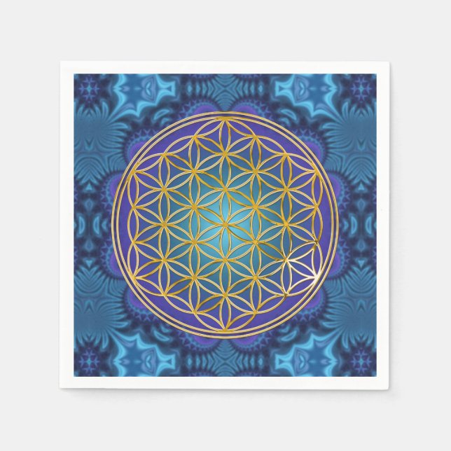 Blume des Lebens - Gold - Fraktal 1 Serviette (Vorderseite)