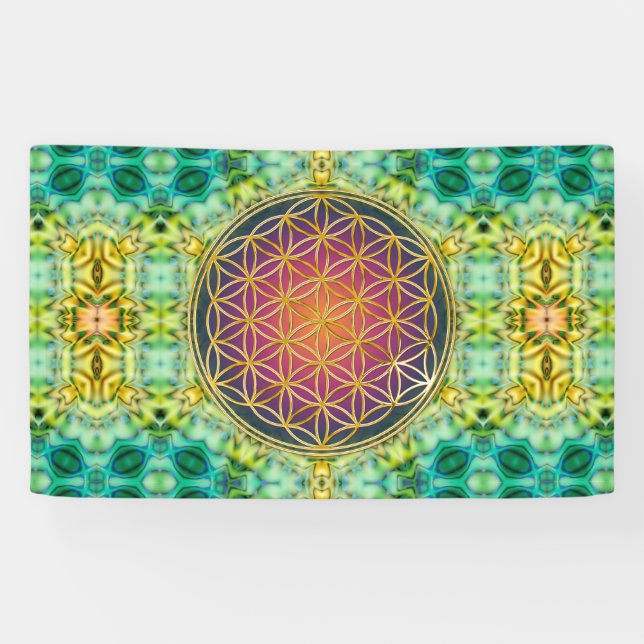 Blume des Lebens - Gold - Fraktal 2 Banner (Horizontal)