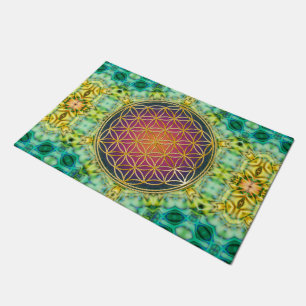 Blume des Lebens - Gold - Fraktal 2 Fußmatte