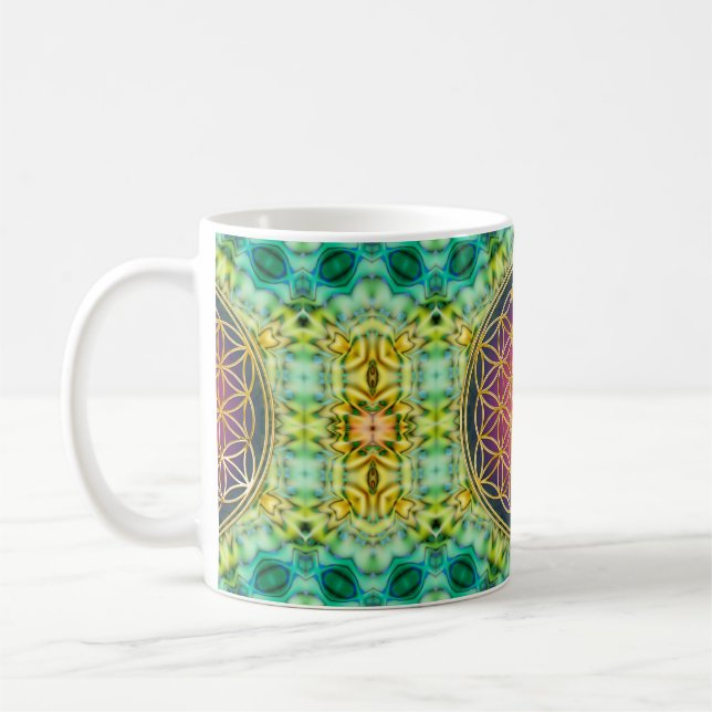 Blume des Lebens - Gold - Fraktal 2 Kaffeetasse (Links)