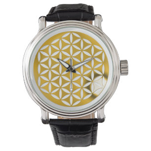 Blume des Lebens - Gold - gelockt Armbanduhr