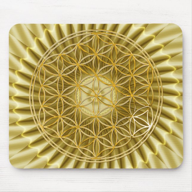 Blume des Lebens | Gold, groß, leicht Mousepad (Vorne)