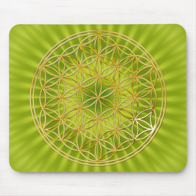 Blume des Lebens | Gold, groß Mousepad (Vorne)