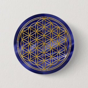 Blume des Lebens   Gold, klein Button