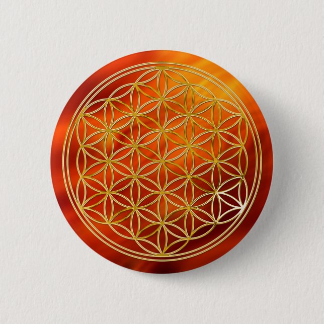Blume des Lebens | Gold, klein Button (Vorderseite)