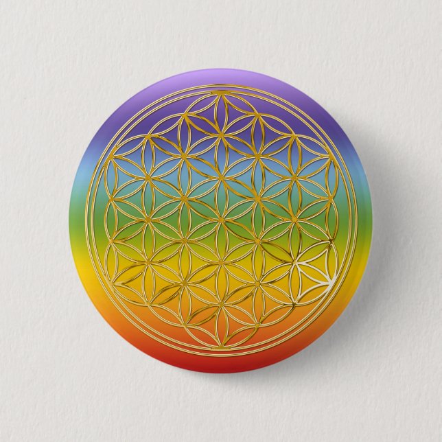 Blume des Lebens | Gold, klein Button (Vorderseite)