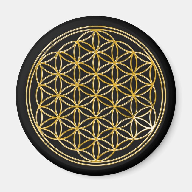 Blume des Lebens | Gold, klein Magnet (Vorne)