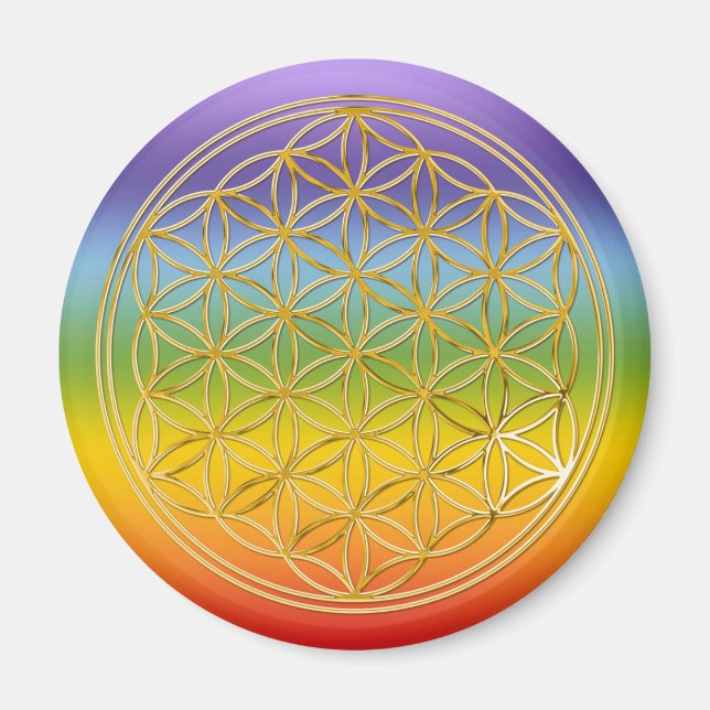 Blume des Lebens | Gold, klein Magnet (Vorne)
