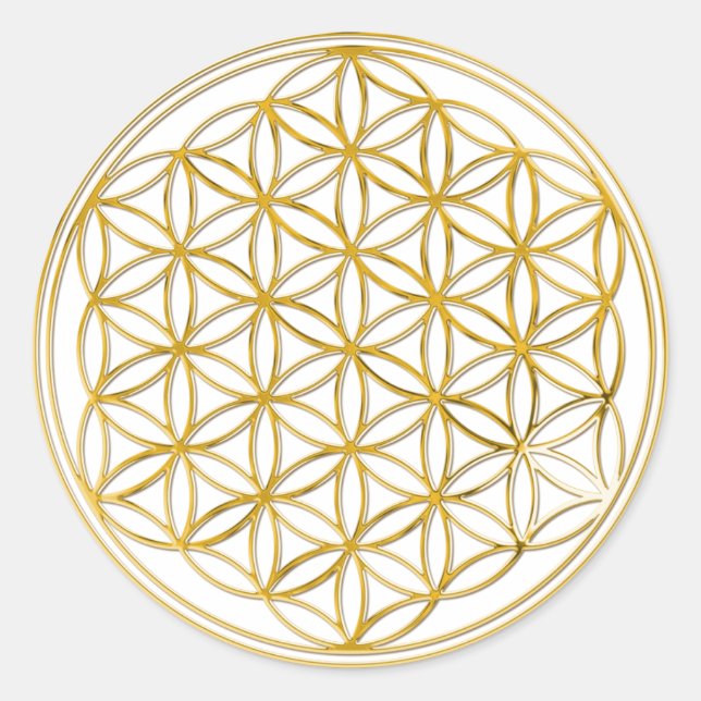 Blume des Lebens | Gold, klein Runder Aufkleber (Vorderseite)