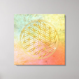 BLUME DES LEBENS - Gold Leinwanddruck
