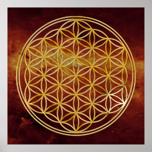 BLUME DES LEBENS - Gold Poster