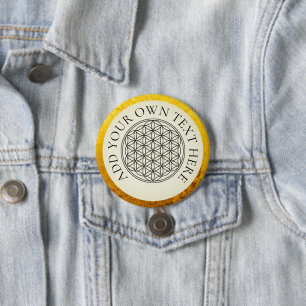 BLUME DES LEBENS - goldschwarz Button