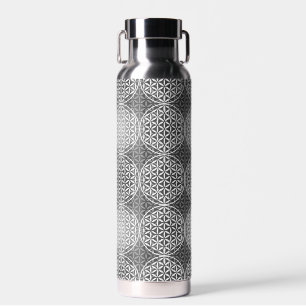 BLUME DES LEBENS - graues Mischmuster Trinkflasche