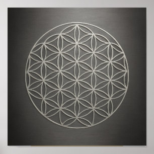 Blume des Lebens Graues Pewter Poster