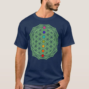 Blume des Lebens grün T-Shirt