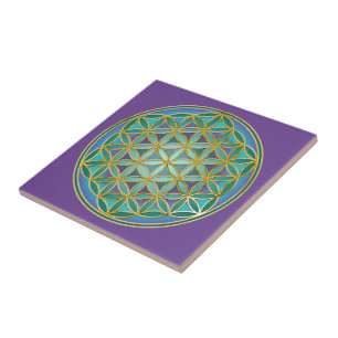 BLUME DES LEBENS - Heilige Geometrie Design 1 Fliese