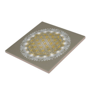 BLUME DES LEBENS - Heilige Geometrie Licht 1 Fliese