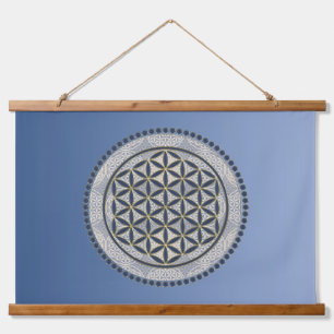 BLUME DES LEBENS - Heilige Geometrie Symbol Kunst  Wandteppich Mit Holzrahmen
