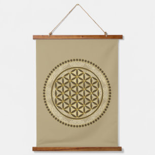 BLUME DES LEBENS - Heilige Geometrie Symbol Kunst  Wandteppich Mit Holzrahmen