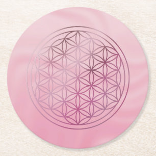 Blume des Lebens, heilige Geometrie, Zen, Chakra, Runder Pappuntersetzer