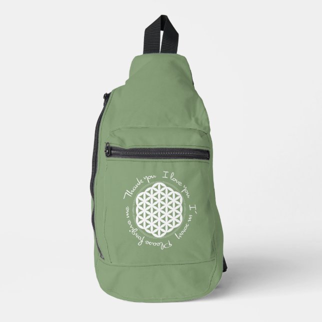 Blume des Lebens Ho'oponopono Crossbody Bag (Vorderseite)