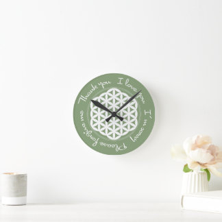 Blume des Lebens Ho'oponopono Runde Wanduhr