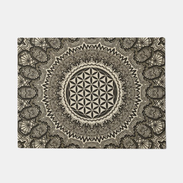Blume des Lebens im Mandala auf Leinwand Fußmatte (Vorderseite)